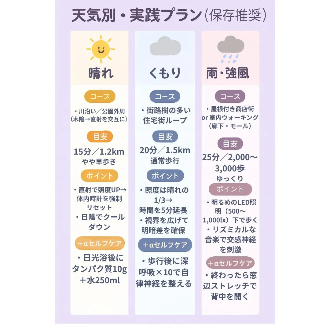 朝の散歩ルート＆天気別プラン
